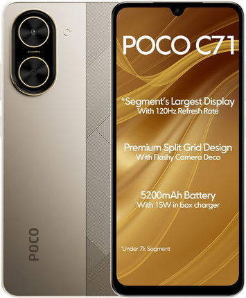 POCO C71 (DESERT GOLD, 4GB RAM, 64GB STORAGE)