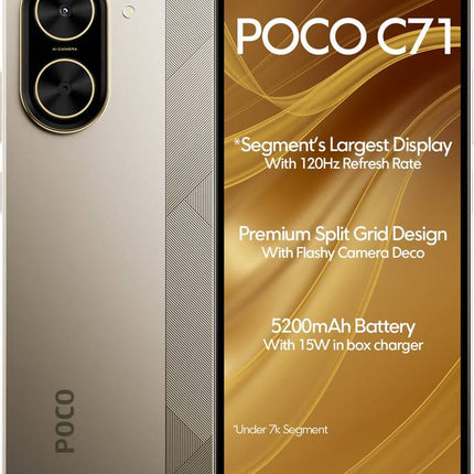 POCO C71 (DESERT GOLD, 4GB RAM, 64GB STORAGE)