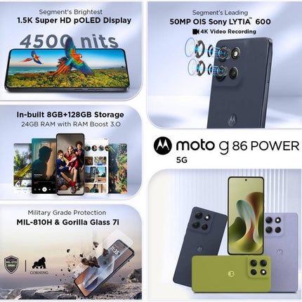 MOTOROLA G86 POWER 5G (PANTONE SPELLBOUND, 8GB RAM, 128GB STORAGE)