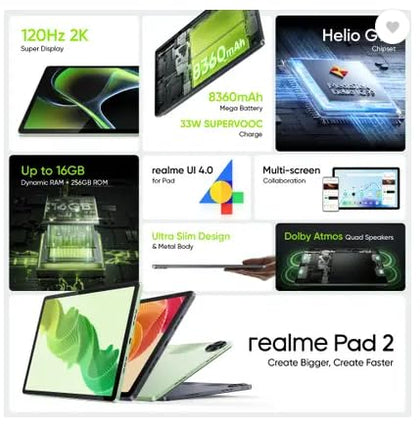 realme Pad 2 RMP2205 IN WIFI | Open Box | 6GB +128 GB | 1 Year Warranty - SAARBazaar