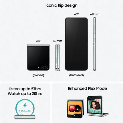 Samsung Galaxy Z Flip5 5G AI Smartphone (Mint, 8GB RAM, 256GB Storage) {Open Box} { 1 Year Warranty } - SAARBazaar
