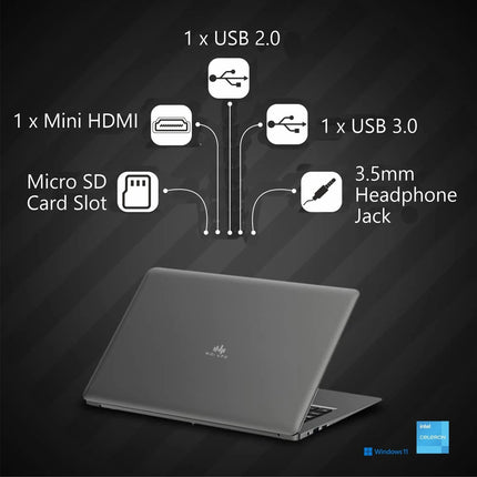walker Intel Celeron Dual Core | Open Box | (4 GB/128 GB SSD/Windows 11 Home) NU14A1 Thin and Light Laptop (14.1 Inch, 1.3 kg) | 1 Year Warranty - SAARBazaar
