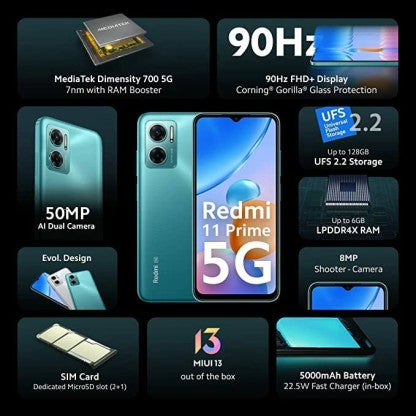 REDMI 11 PRIME 5G (MEADOW GREEN, 64 GB)  (4 GB RAM)