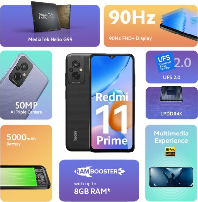 REDMI 11 PRIME (FLASHY BLACK, 64 GB)  (4 GB RAM)
