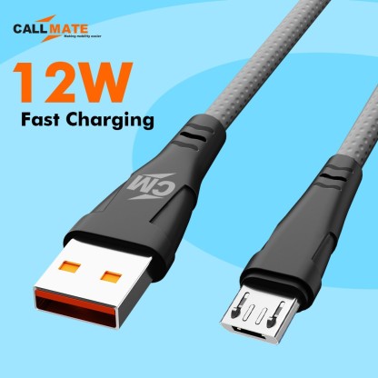 CALLMATE MICRO USB CABLE 1.5 M 12W FAST CHARGING CABLE FOR MICRO DEVICES  (COMPATIBLE WITH SMART PHONE, ANDROID, GREY, ONE CABLE)
