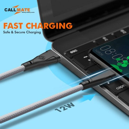 CALLMATE MICRO USB CABLE 1.5 M 12W FAST CHARGING CABLE FOR MICRO DEVICES  (COMPATIBLE WITH SMART PHONE, ANDROID, GREY, ONE CABLE)