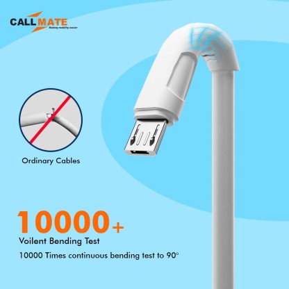 CALLMATE MICRO USB CABLE 1.5 M 12W FAST CHARGING CABLE FOR MICRO DEVICES  (COMPATIBLE WITH SMART PHONE, ANDROID, WHITE, ONE CABLE)