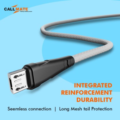 CALLMATE MICRO USB CABLE 1.5 M 12W FAST CHARGING CABLE FOR MICRO DEVICES  (COMPATIBLE WITH SMART PHONE, ANDROID, GREY, ONE CABLE)