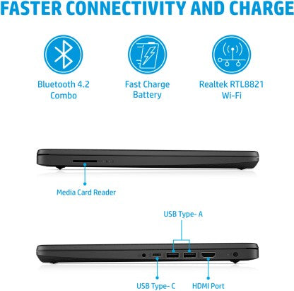 HP 14S INTEL PENTIUM QUAD CORE - (8 GB/256 GB SSD/WINDOWS 11 HOME) 14S-DQ3033TU THIN AND LIGHT LAPTOP  (14 INCH, JET BLACK, 1.46 KG, WITH MS OFFICE)[Like New]