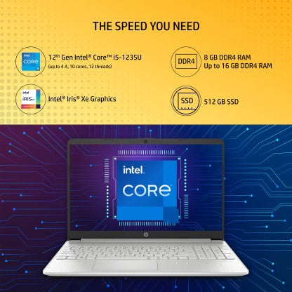 HP 15S INTEL CORE I5 12TH GEN - (8 GB/512 GB SSD/WINDOWS 11 HOME) 15S-FQ5111TU THIN AND LIGHT LAPTOP  (15.6 INCH, NATURAL SILVER, 1.69 KG, WITH MS OFFICE)[Like New]