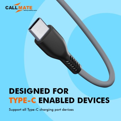 CALLMATE USB TYPE C CABLE 1.5 M 15W CHARGING &AMP; DATA CABLE FOR ALL TYPE C DEVICES  (COMPATIBLE WITH MOBILE, BLACK, ONE CABLE)