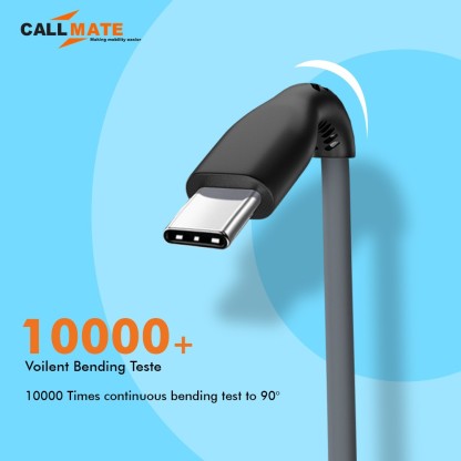 CALLMATE USB TYPE C CABLE 1.5 M 15W CHARGING &AMP; DATA CABLE FOR ALL TYPE C DEVICES  (COMPATIBLE WITH MOBILE, BLACK, ONE CABLE)