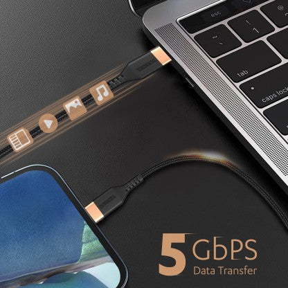 DURACELL TYPE C 1.2 M 5A FAST CHARGING CABLE  (COMPATIBLE WITH COMPATIBILE ALL USB-C DEVICES, BLACK)