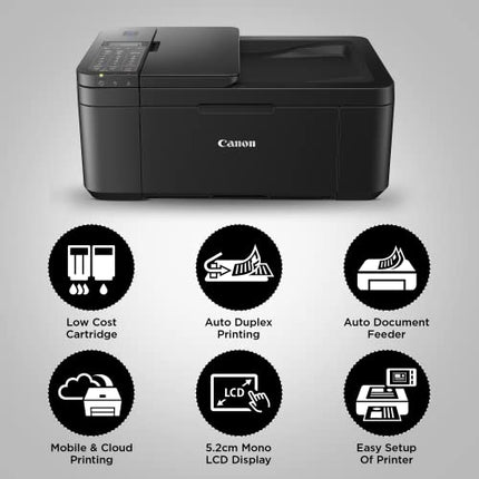 CANON E4570 ALL-IN-ONE WI-FI INK EFFICIENT COLOUR PRINTER WITH FAX/ADF/DUPLEX PRINTING (BLACK)- SMART SPEAKER COMPATIBLE, STANDARD