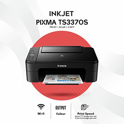 CANON PIXMA TS3370S ALL-IN-ONE WIRELESS INKJET COLOR PRINTER (BLACK)