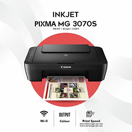 CANON PIXMA MG 3070S ALL-IN-ONE WIRELESS INKJET COLOUR PRINTER (BLACK)