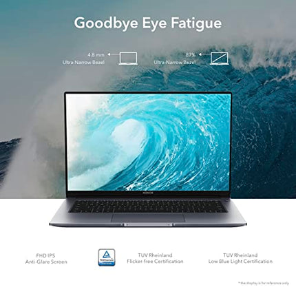 HONOR MAGICBOOK 14, AMD RYZEN 5 5500U 14-INCH (35.56 CM) FHD IPS ANTI-GLARE THIN AND LIGHT LAPTOP (8GB/512GB PCIE SSD/WINDOWS 11/FINGERPRINT LOGIN/METAL BODY/BACKLIT KB/1.38KG), GRAY, NOBELM-WDQ9BHNE