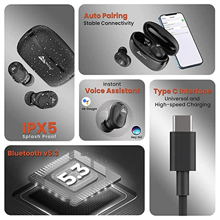 WECOOL MOONWALK M1 BLUETOOTH TRULY WIRELESS IN EAR EARBUDS WITH MIC (BLACK)