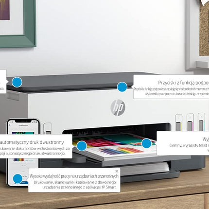 HP SMART TANK 670 ALL-IN-ONE WIRELESS INTEGRATED INK TANK COLOUR PRINTER, SCANNER, COPIER WITH AUTO-DUPLEX, HIGH CAPACITY TANK (8000 BLACK, 6000 COLOUR) WITH AUTOMATIC INK SENSOR GRAY, 48.0X23.9X41CM[Like New]