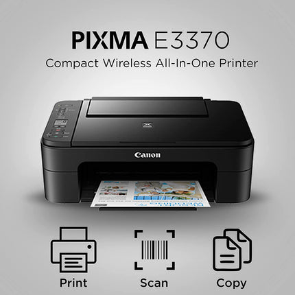 CANON PIXMA E3370 ALL-IN-ONE WIRELESS INK EFFICIENT COLOR PRINTER (BLACK)[Like New]