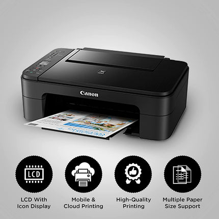 CANON PIXMA E3370 ALL-IN-ONE WIRELESS INK EFFICIENT COLOR PRINTER (BLACK)[Like New]