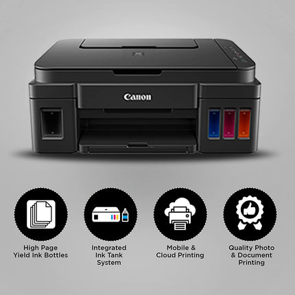 CANON PIXMA G3000 ALL-IN-ONE WIFI INK TANK COLOUR PRINTER WITH 2 ADDITIONAL BLACK INK BOTTLES