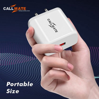 CALLMATE 65 W 6 A MOBILE ULTRA-COMPACT USB WALL TYPE C FOR ALL DEVICES CHARGER WITH DETACHABLE CABLE  (WHITE, CABLE INCLUDED)