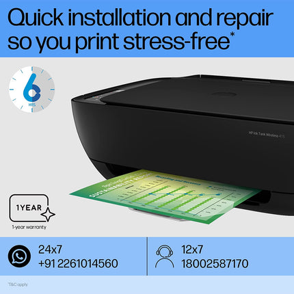 HP INK TANK 415 WI-FI COLOR PRINTER, SCANNER &AMP; COPIER WITH HIGH CAPACITY TANK FOR HOME/OFFICE, B&AMP;W PRINTS@ 10 PAISE/PAGE*, COLOR PRINTS@ 20 PAISE/PAGE*, COMPACT, EASY MOBILE PRINTING