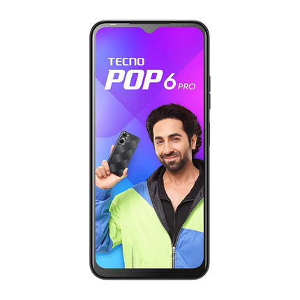 TECNO POP 6 PRO (POLAR BLACK, 2GB RAM, 32GB STORAGE)  FRONT FLASH 8MP DUAL CAMERA