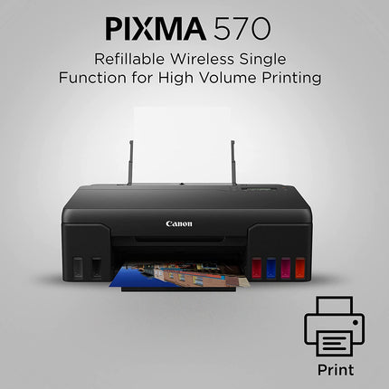 CANON PIXMA G570 SINGLE FUNCTION (PRINT ONLY) 6-COLOUR INKTANK WI-FI PHOTO PRINTER, BLACK, STANDARD[Like New]