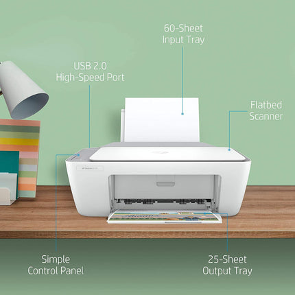 HP DESKJET 2332 COLOUR PRINTER, SCANNER AND COPIER FOR HOME/SMALL OFFICE, COMPACT SIZE, RELIABLE, EASY SET-UP THROUGH HP SMART APP ON YOUR PC CONNECTED THROUGH USB, IDEAL FOR HOME.[Like New]