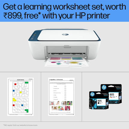 HP DESKJET 2723 AIO PRINTER, COPY, SCAN, WIFI, BLUETOOTH, USB, SIMPLE SETUP SMART APP, IDEAL FOR HOME.[Like New]