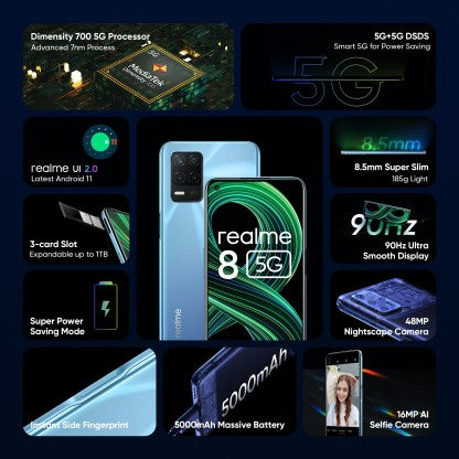realme 8 5G (Supersonic Blue, 128 GB)  (8 GB RAM)