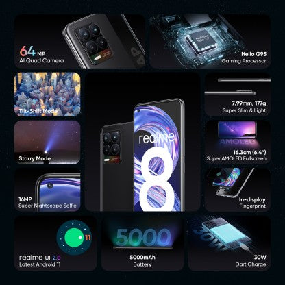 realme 8 (Cyber Black, 128 GB)  (8 GB RAM)