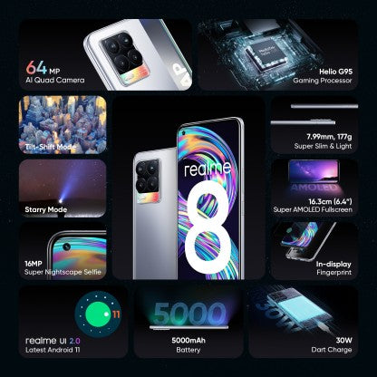 realme 8 (Cyber Silver, 128 GB)  (8 GB RAM)