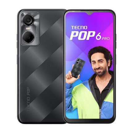 TECNO POP 6 PRO (POLAR BLACK, 2GB RAM, 32GB STORAGE)  FRONT FLASH 8MP DUAL CAMERA