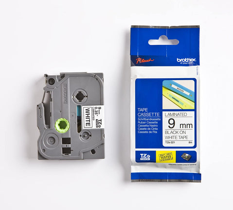 BROTHER TZE-221 BLACK ON WHITE LAMINATED TAPES (TZE SERIES) 9MM[Like New]