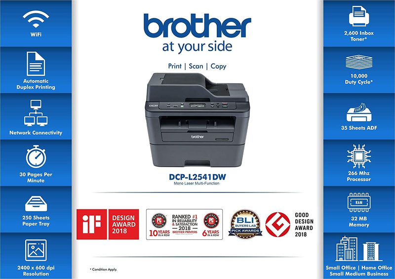 BROTHER DCP-L2541DW MULTI-FUNCTION MONOCHROME LASER PRINTER WITH WI-FI, NETWORK &AMP; AUTO DUPLEX PRINTING[Like New]