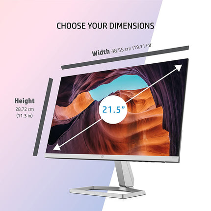 HP M22F 21.5-INCHES, 54.6 CM, FHD MONITOR EYE SAFE CERTIFIED FULL HD IPS 3-SIDED MICRO-EDGE MONITOR, 75HZ, AMD FREE SYNC WITH 1XVGA, 1XHDMI 1.4 PORTS, 300 NITS (SILVER, 1920 X 1080 PIXELS)