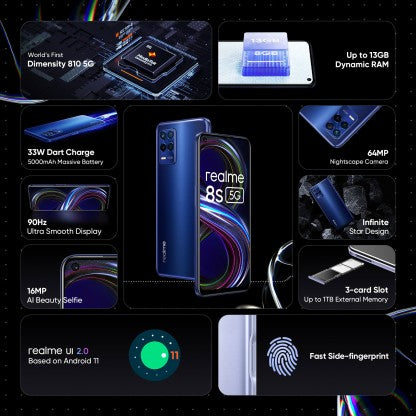 REALME 8S 5G (UNIVERSE BLUE, 128 GB)  (8 GB RAM)[Like New]