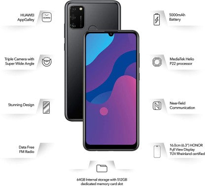 Honor 9A (MIDNIGHT BLACK, 64 GB)  (3 GB RAM)