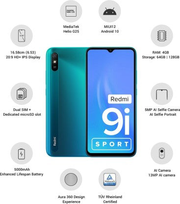 REDMI 9I SPORT (CORAL GREEN, 64 GB)  (4 GB RAM) REDMI 9I SPORT (CORAL GREEN, 64 GB)  (4 GB RAM)