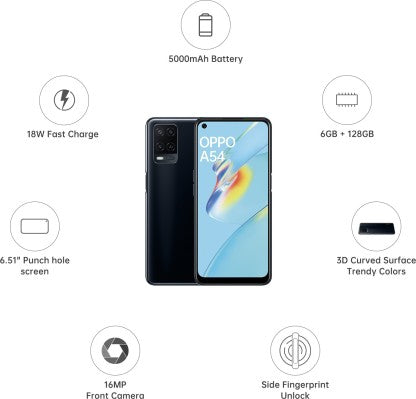 OPPO A54 (CRYSTAL BLACK, 128 GB)  (6 GB RAM)[Like New]