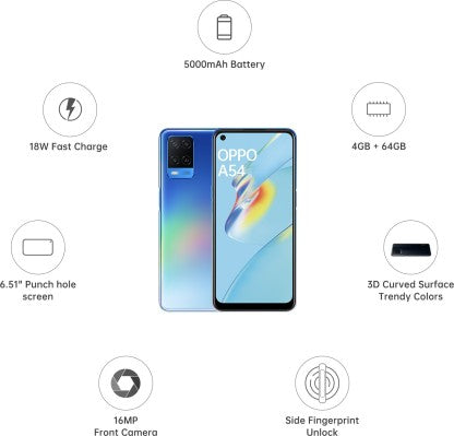 OPPO A54 (Starry Blue, 64 GB)  (4 GB RAM)
