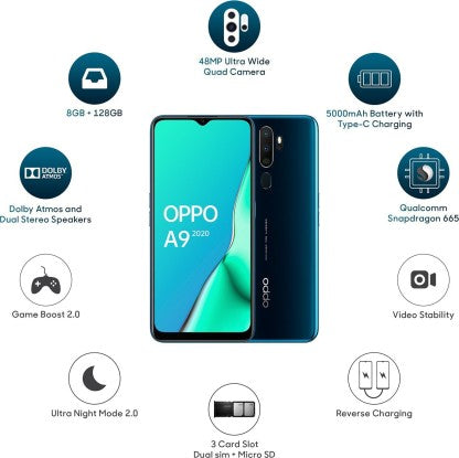 OPPO A9 2020 (Marine Green, 128 GB)  (8 GB RAM)