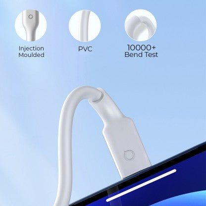 CONEKT USB TYPE C CABLE 4 A 1.2 M ACE GO 4AMP TYPE-C WHITE  (COMPATIBLE WITH MOBILE PHONE, TABLET, POWER BANKS AND ANY DEVICE WITH TYPE C PORT, WHITE)