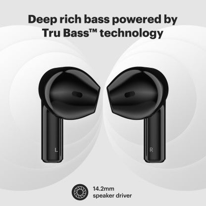 NOISE AIR BUDS MINI WITH 15 HOURS PLAYTIME, TRU BASS TECHNOLOGY, AND HYPERSYNC BLUETOOTH HEADSET  (JET BLACK, TRUE WIRELESS)