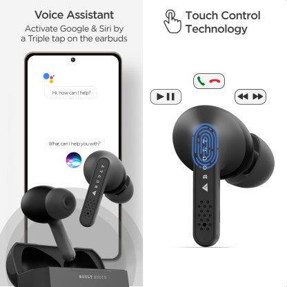 BOULT AUDIO AIRBASS GEARPODS WITH 32H PLAYTIME BLUETOOTH HEADSET  (BLACK, TRUE WIRELESS)