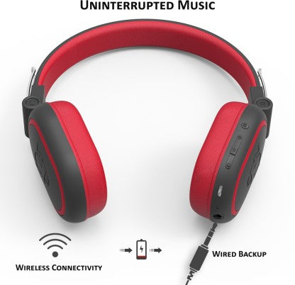 ANT AUDIO TREBLE 1200 HD PREMIUM BLUETOOTH HEADSET  (BLACK RED, ON THE EAR) [Like New]