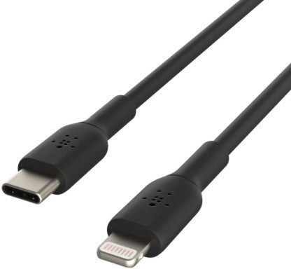 BELKIN SMARTPHONE APPLE CERTIFIED LIGHTNING TO TYPE C CABLE, FAST CHARGING FOR IPHONE, IPAD, AIR PODS, 3.3 FEET (1 METERS) BLACK  (COMPATIBLE WITH IPHONE, IPAD, AIR PODS, BLACK, ONE CABLE)